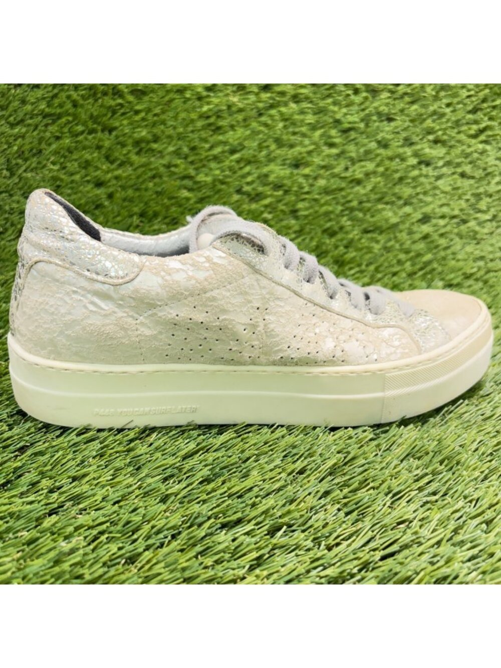 P448 Thea Platform Womens Size 7 Ivory Athletic Lifestyle Leather Shoes Sneakers
